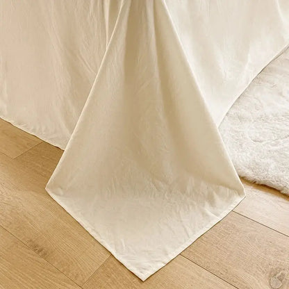 Cream ribbed bubble yarn duvet cover set bedroom bedding