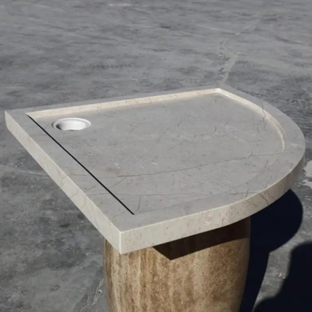 Cream Royal Marble Polished Corner Shower Base 36x36x2 Inches
