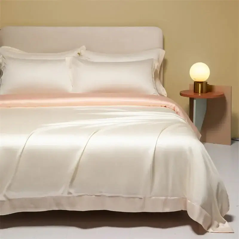 Cream satin 120s natural fabric bedding set bedroom cooling sheets