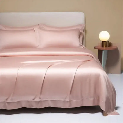 Cream satin 120s natural fabric bedding set bedroom cooling sheets