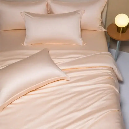 Cream satin 120s natural fabric bedding set bedroom cooling sheets