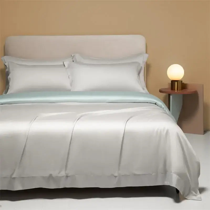 Cream satin 120s natural fabric bedding set bedroom cooling sheets