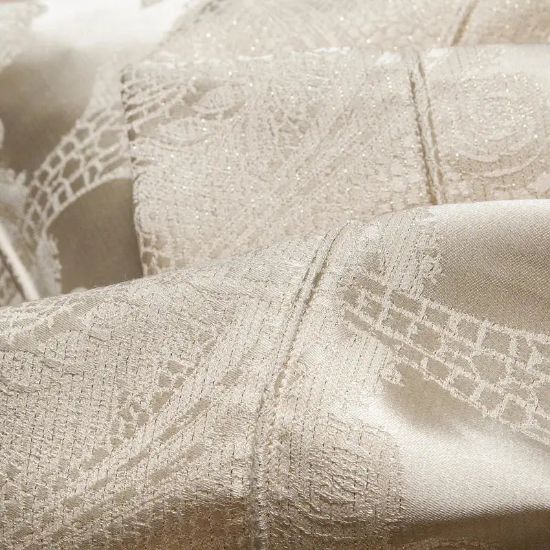 Cream satin jacquard egyptian cotton bedding set for bedroom