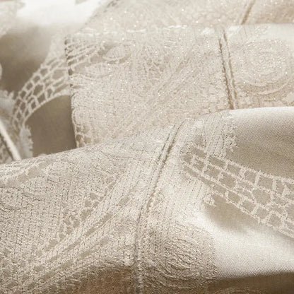 Cream satin jacquard egyptian cotton bedding set for bedroom