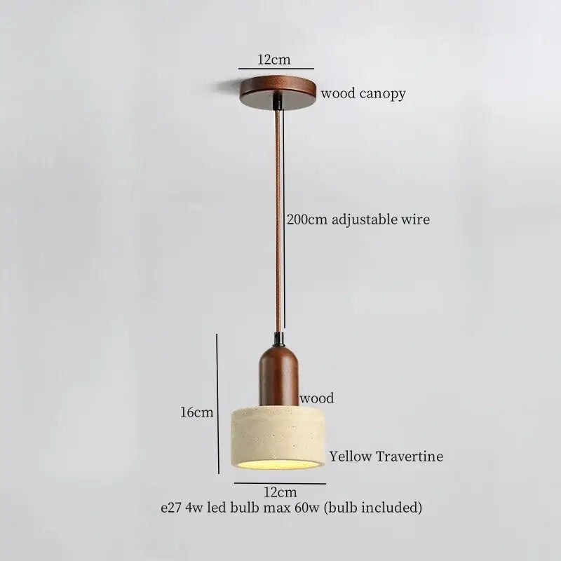 Cream speckled ceramic and led wood yellow pendant light bedroom