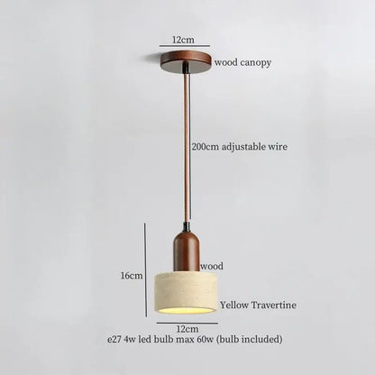 Cream speckled ceramic and led wood yellow pendant light bedroom