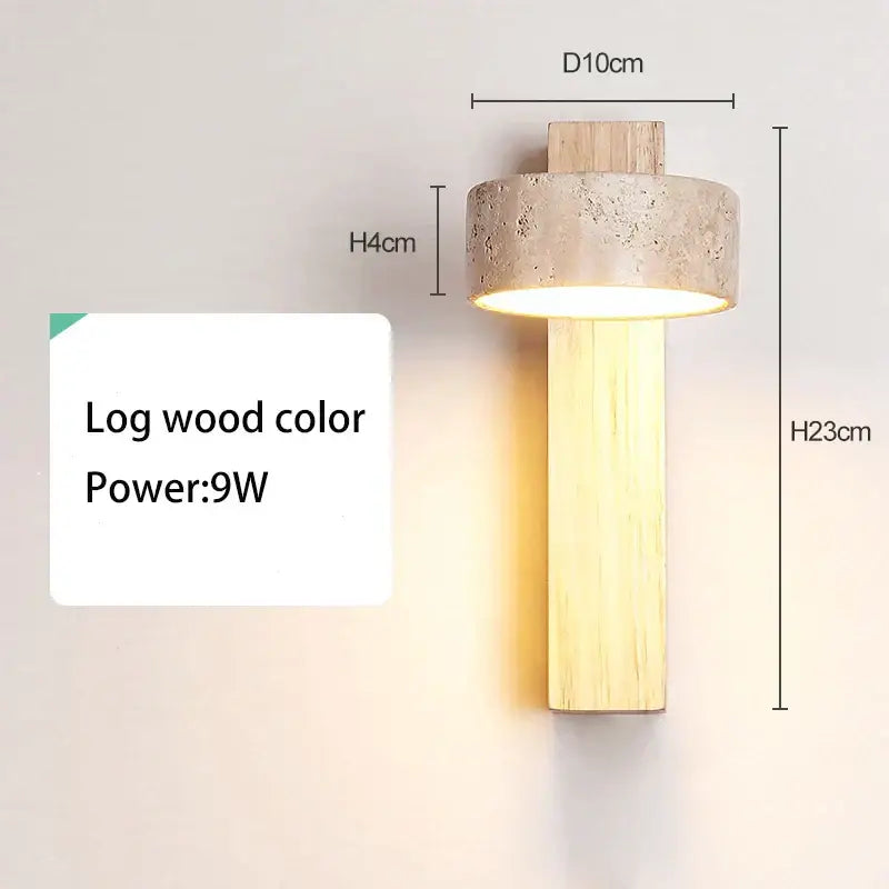 Cream style bedside lamp walnut and concrete sconce bedroom light