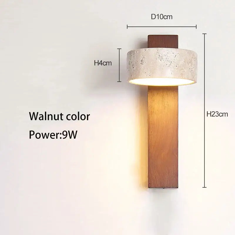 Cream style bedside lamp walnut and concrete sconce bedroom light