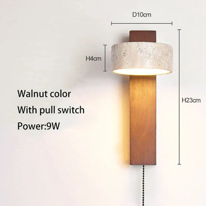 Cream style bedside lamp walnut and concrete sconce bedroom light