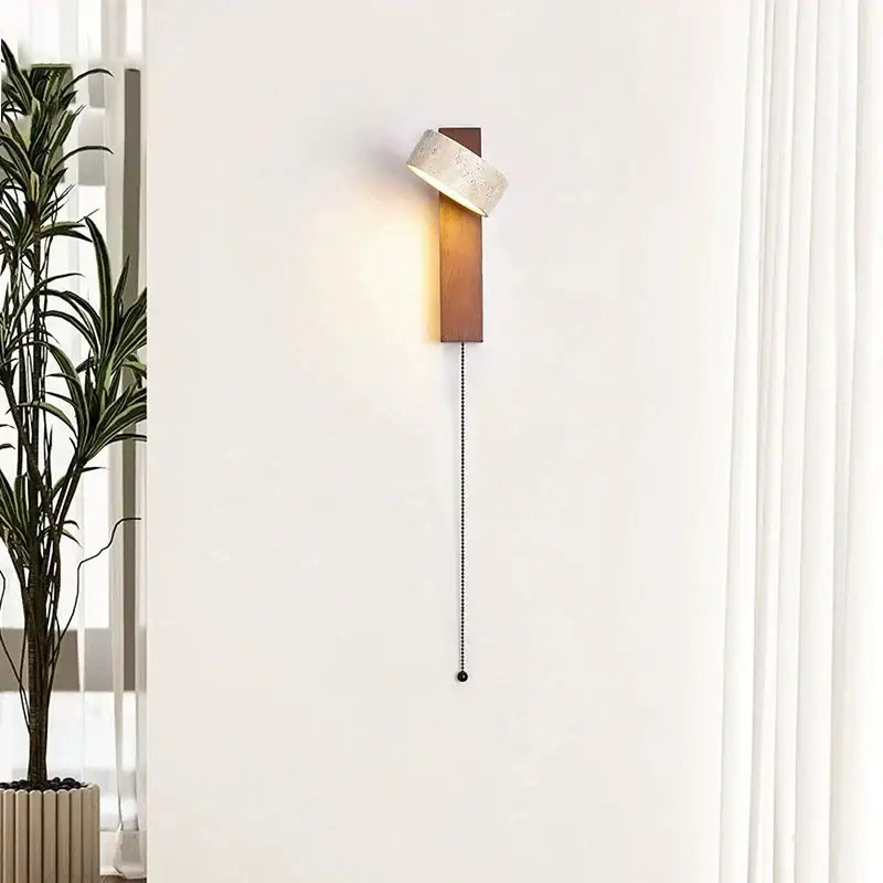 Cream style bedside lamp walnut and concrete sconce bedroom light