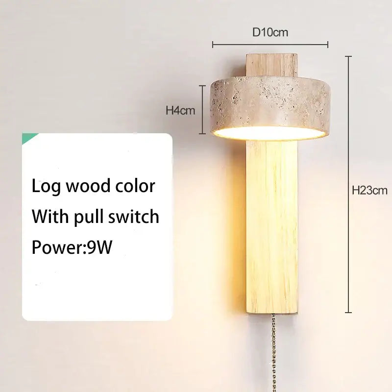 Cream style bedside lamp walnut and concrete sconce bedroom light