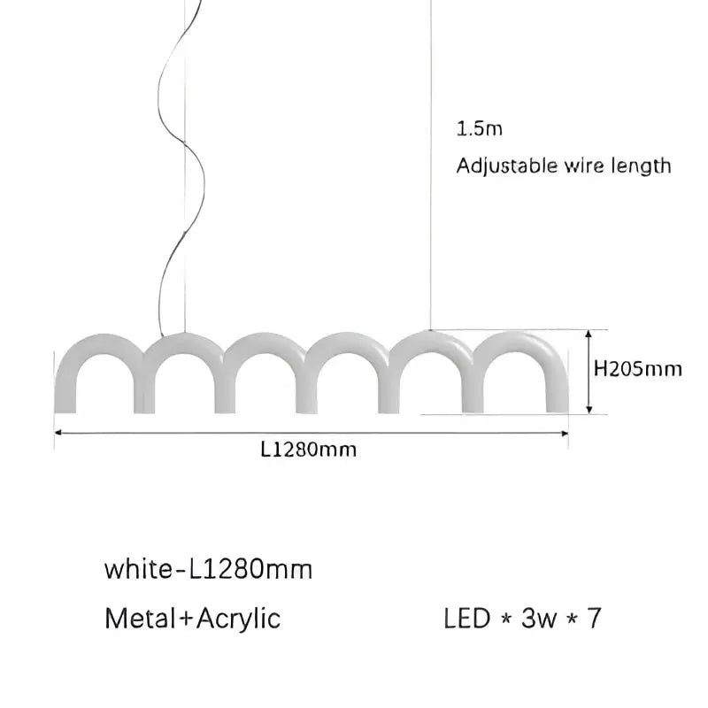 Cream style nordic black arched pendant light for living room