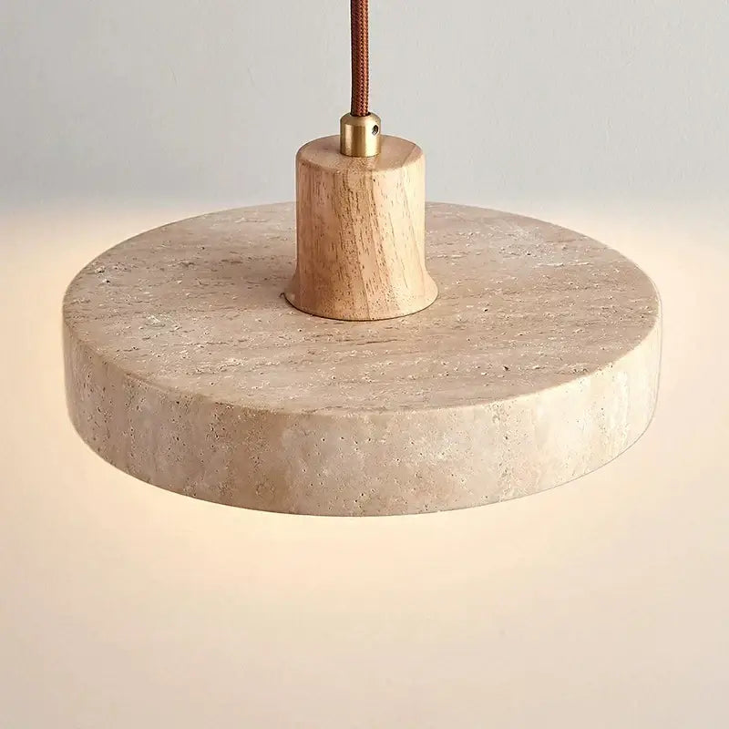 Cream style wood walnut and concrete pendant light bedroom