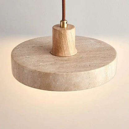 Cream style wood walnut and concrete pendant light bedroom