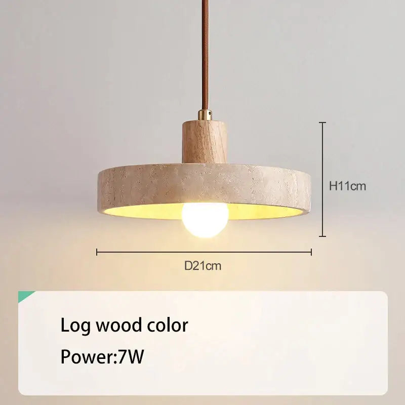 Cream style wood walnut and concrete pendant light bedroom