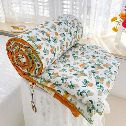 Cream teddy bear breathable double gauze quilt bedroom bedding