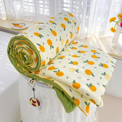 Cream teddy bear breathable double gauze quilt bedroom bedding