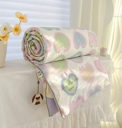 Cream teddy bear breathable double gauze quilt bedroom bedding