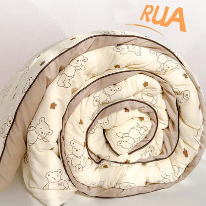Cream teddy bear double layered soya fibre quilt bedroom comforter