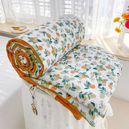 Cream teddy bear double layered soya fibre quilt bedroom comforter