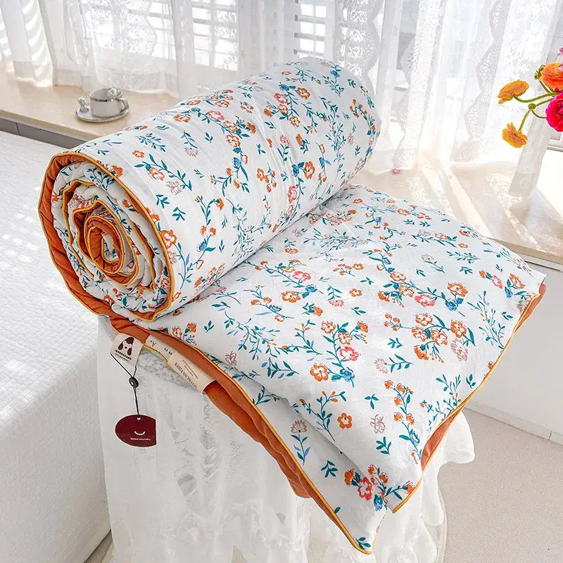 Cream teddy bear double layered soya fibre quilt bedroom comforter