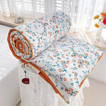 Cream teddy bear double layered soya fibre quilt bedroom comforter