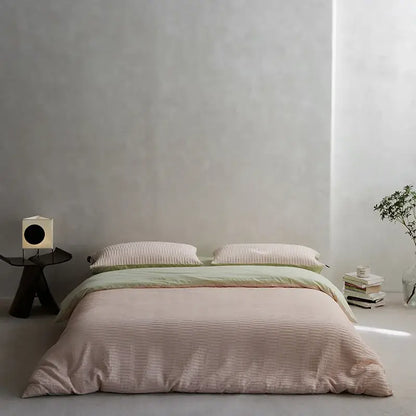 Cream textured cotton foam yarn bedding set bedroom ribbed duvet