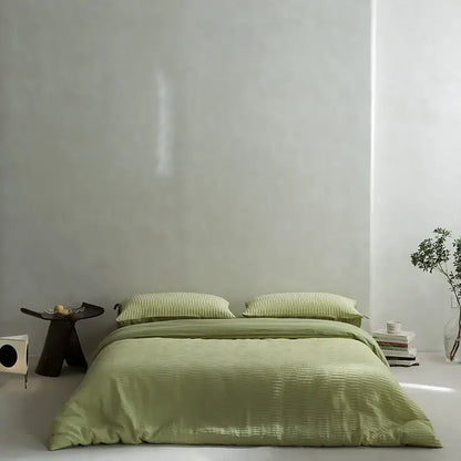 Cream textured cotton foam yarn bedding set bedroom ribbed duvet