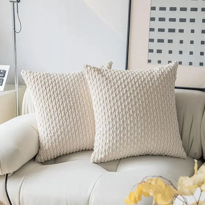 Cream textured knit decorative pillow cover living room throw pillow