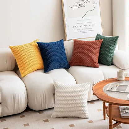 Cream textured knit decorative pillow cover living room throw pillow