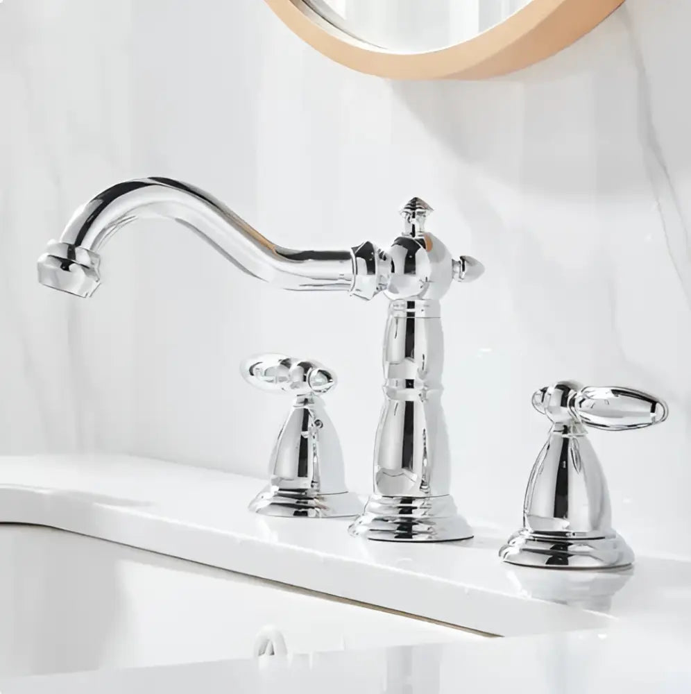 Cream white bathroom set with towel rack and storage shelf