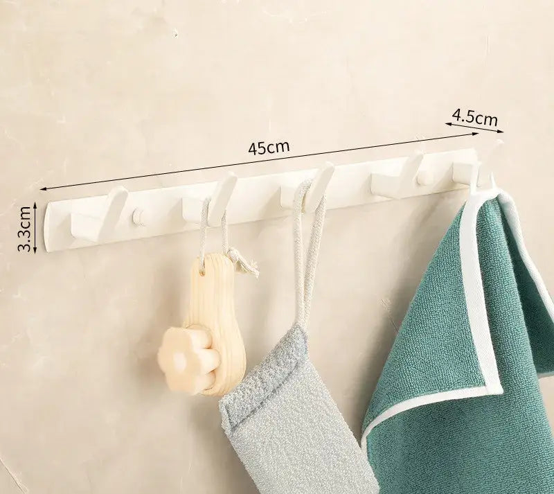 Cream white bathroom set with towel rack and storage shelf