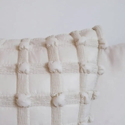 Cream white plaid 3d bubble cushion cover living room decor