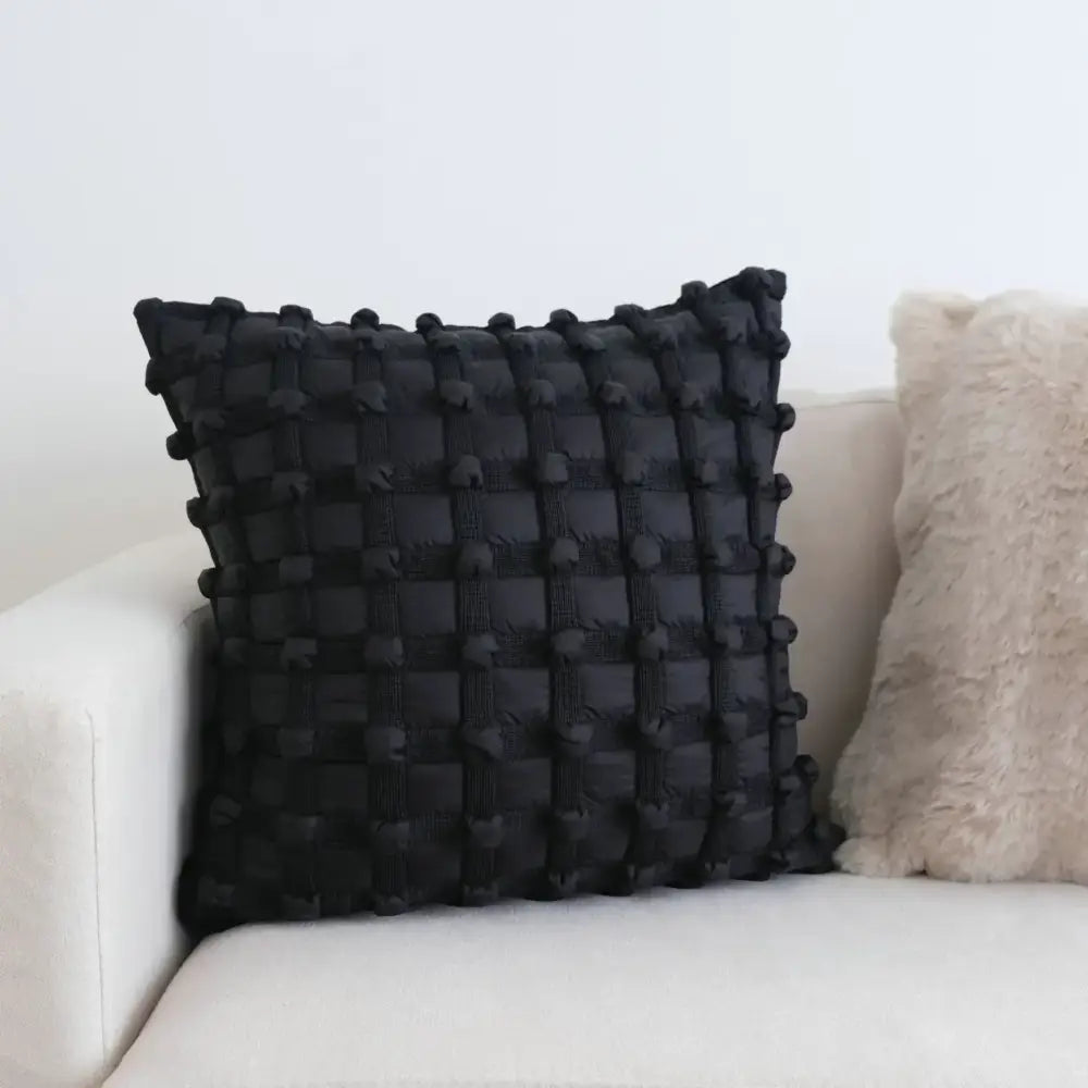 Cream white plaid 3d bubble cushion cover living room decor