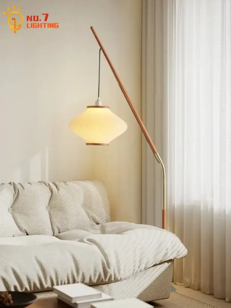 Cream wind acrylic amber glass floor lamp for living room