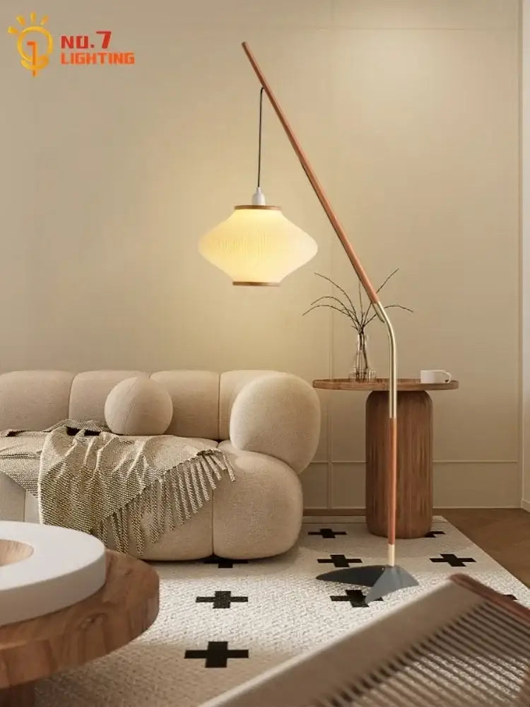 Cream wind acrylic amber glass floor lamp for living room