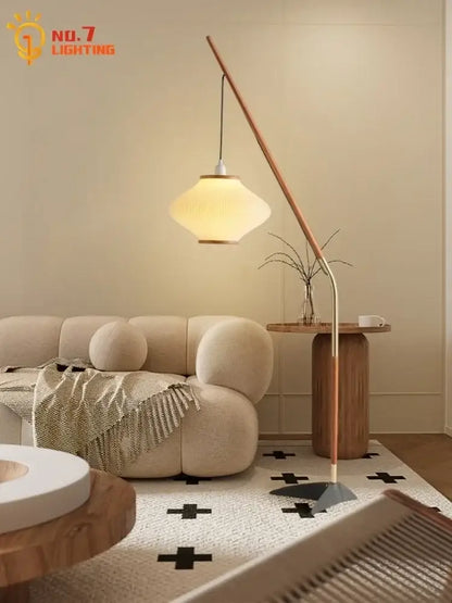 Cream wind acrylic amber glass floor lamp for living room