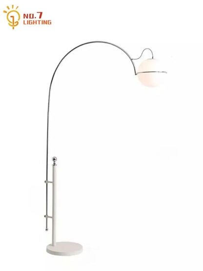 Cream wind arched floor lamp with frosted glass shade living room