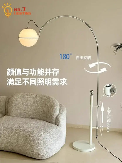 Cream wind arched floor lamp with frosted glass shade living room