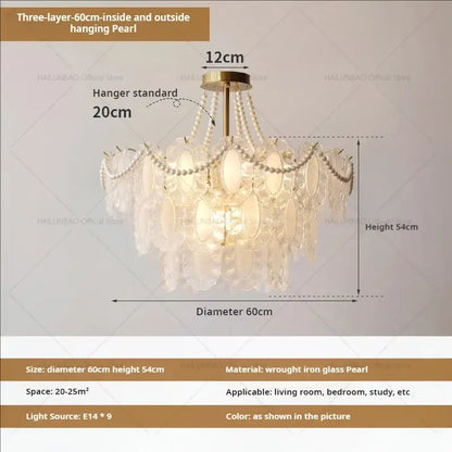 Cream wind crystal chandelier gold living room pendant light