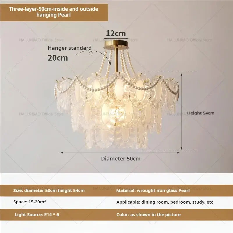 Cream wind crystal chandelier gold living room pendant light
