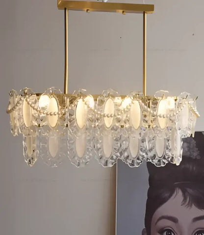 Cream wind crystal chandelier gold living room pendant light
