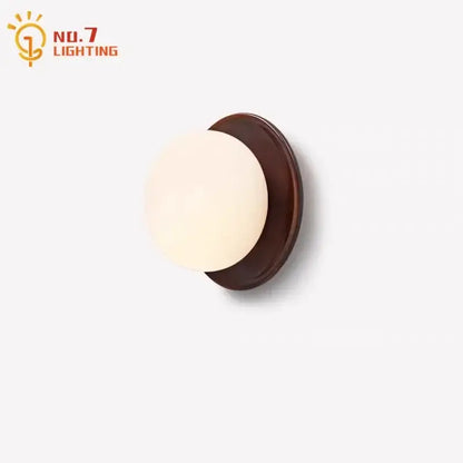 Cream wind dumplings wood and glass wall light for bedroom