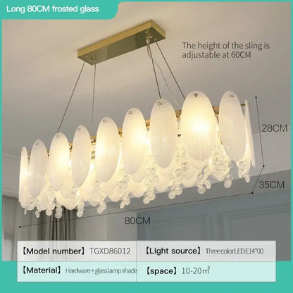 Cream wind led chandelier with white opal glass for bedroom