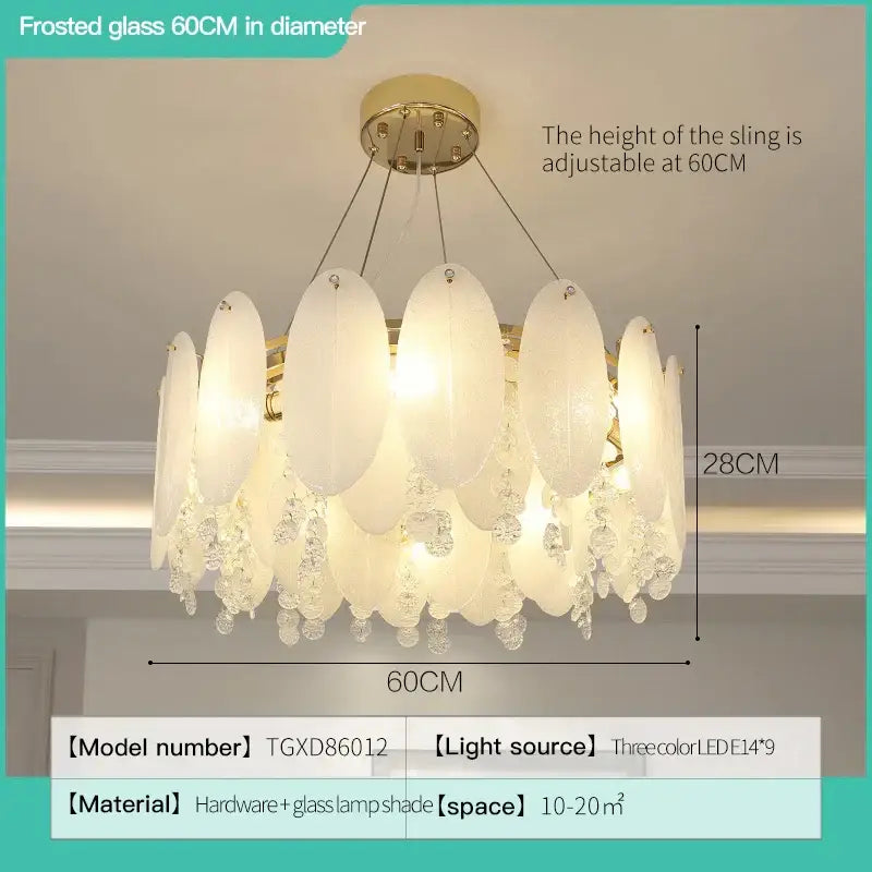Cream wind led chandelier with white opal glass for bedroom