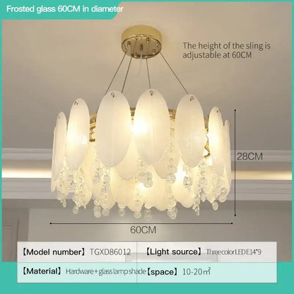 Cream wind led chandelier with white opal glass for bedroom