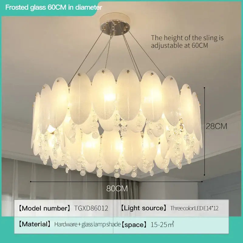 Cream wind led chandelier with white opal glass for bedroom