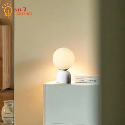 Cream wind marble table lamp bedroom spherical glass light
