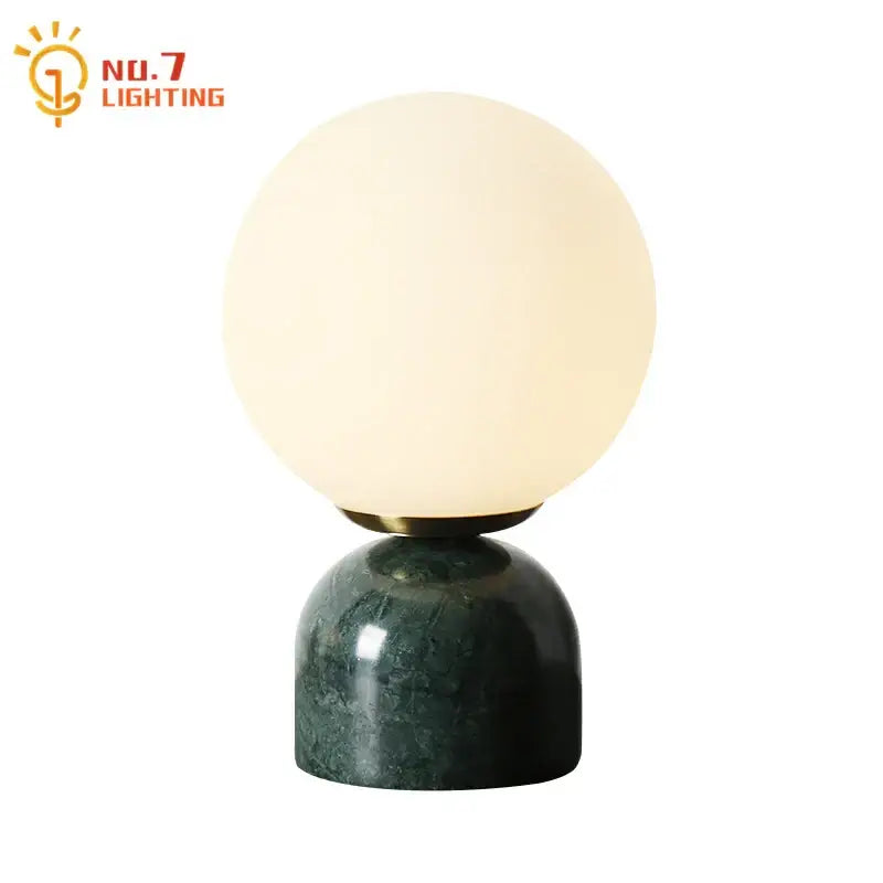 Cream wind marble table lamp bedroom spherical glass light