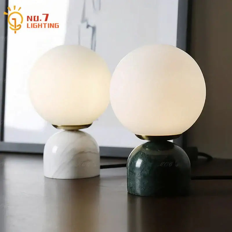 Cream wind marble table lamp bedroom spherical glass light